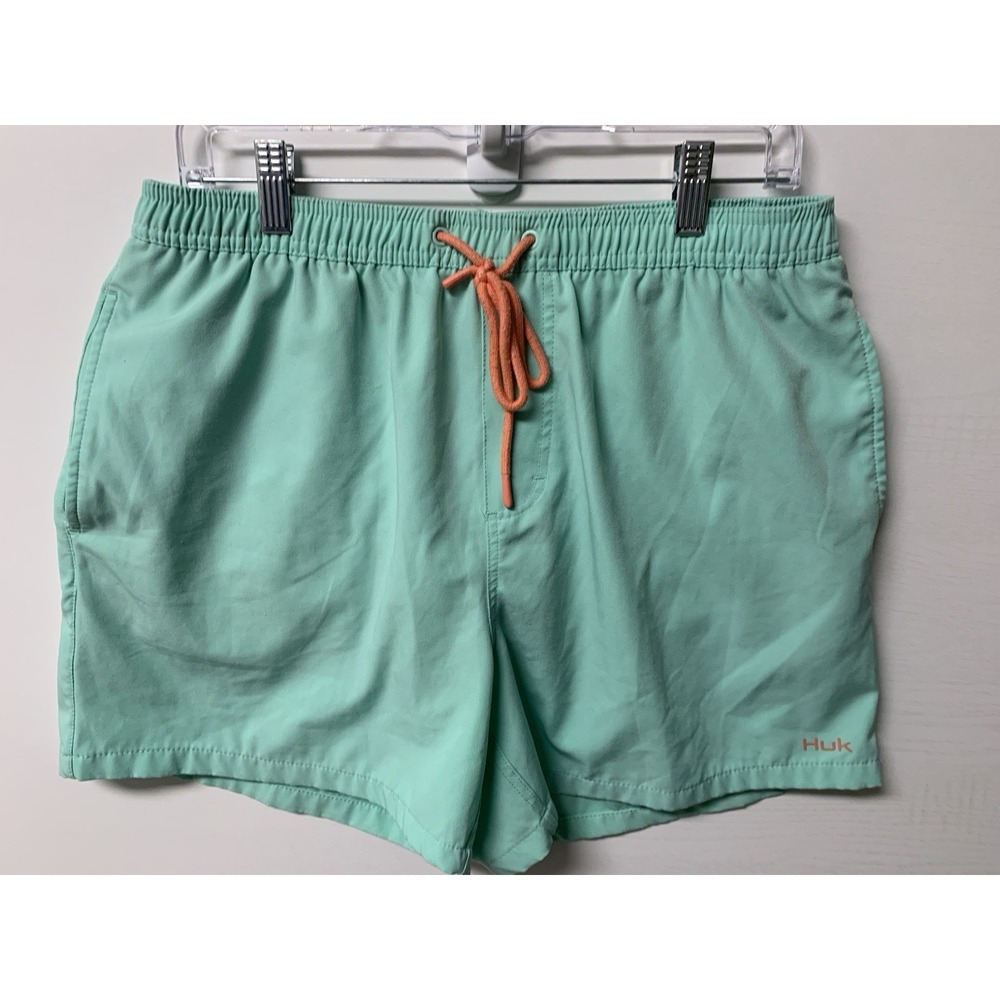 Men's Huk Pursuit Volley Swim Shorts Teal Size Medium * Read *